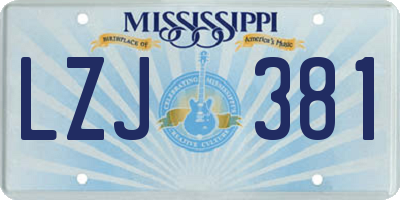 MS license plate LZJ381