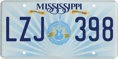 MS license plate LZJ398