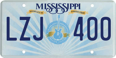 MS license plate LZJ400