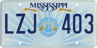 MS license plate LZJ403