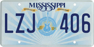MS license plate LZJ406