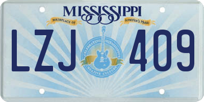 MS license plate LZJ409