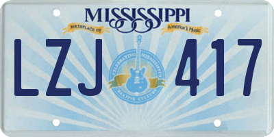 MS license plate LZJ417