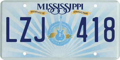 MS license plate LZJ418