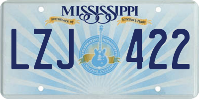 MS license plate LZJ422