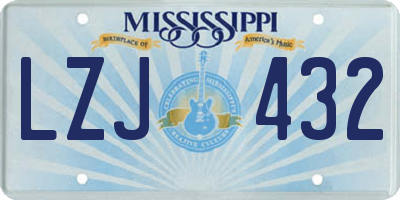 MS license plate LZJ432