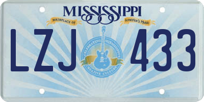 MS license plate LZJ433