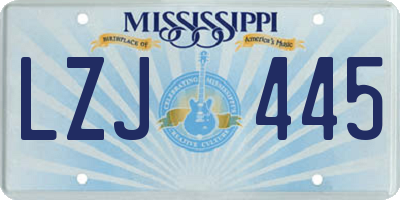 MS license plate LZJ445