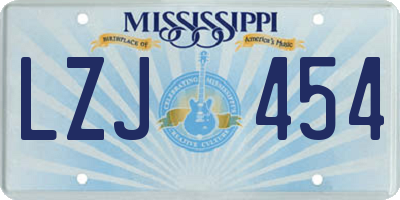 MS license plate LZJ454