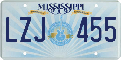 MS license plate LZJ455