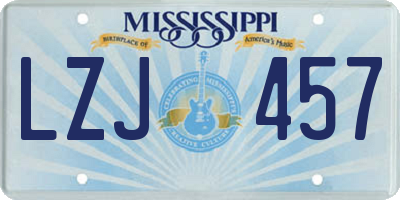 MS license plate LZJ457