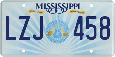 MS license plate LZJ458