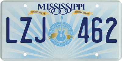 MS license plate LZJ462