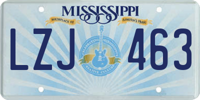 MS license plate LZJ463