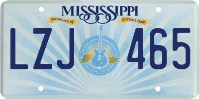 MS license plate LZJ465