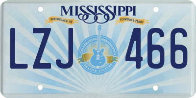 MS license plate LZJ466