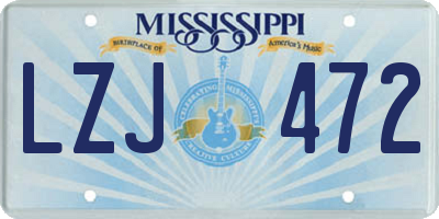 MS license plate LZJ472