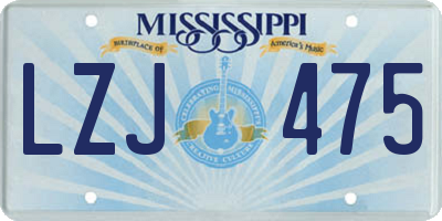 MS license plate LZJ475