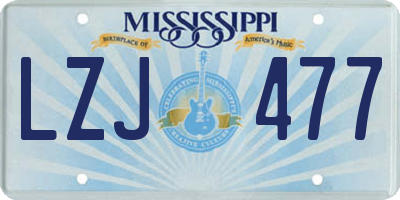 MS license plate LZJ477