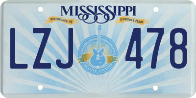 MS license plate LZJ478