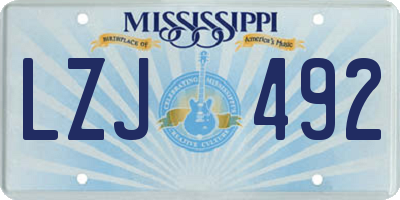 MS license plate LZJ492