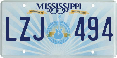 MS license plate LZJ494