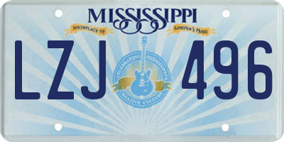MS license plate LZJ496