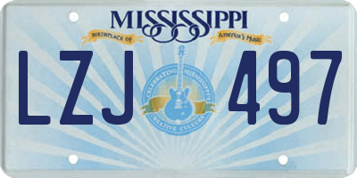 MS license plate LZJ497