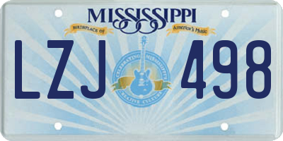 MS license plate LZJ498