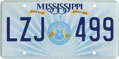 MS license plate LZJ499