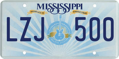 MS license plate LZJ500