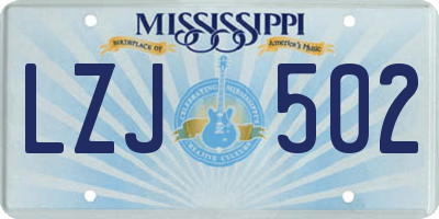 MS license plate LZJ502