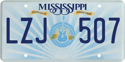 MS license plate LZJ507