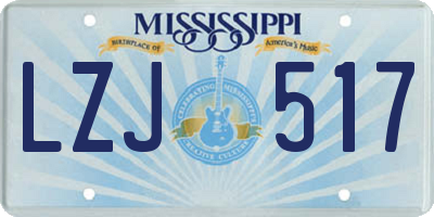 MS license plate LZJ517