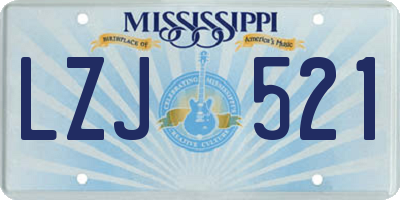 MS license plate LZJ521