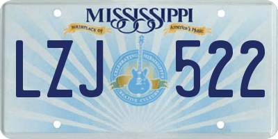 MS license plate LZJ522