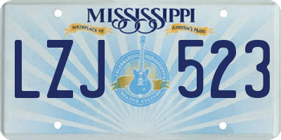 MS license plate LZJ523