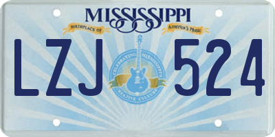 MS license plate LZJ524