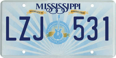 MS license plate LZJ531