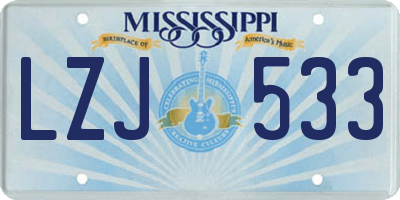 MS license plate LZJ533