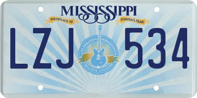 MS license plate LZJ534