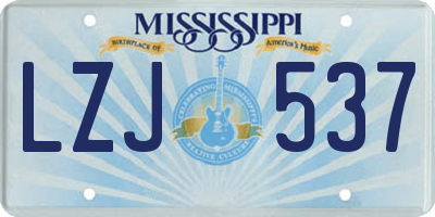 MS license plate LZJ537