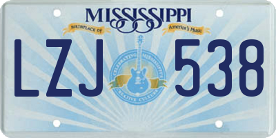 MS license plate LZJ538