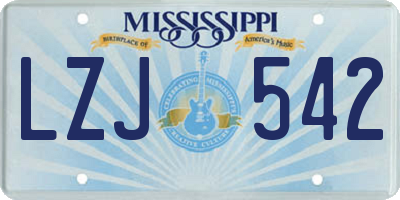 MS license plate LZJ542