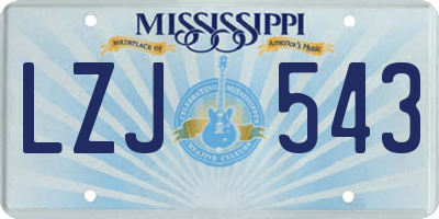 MS license plate LZJ543