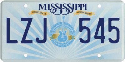 MS license plate LZJ545