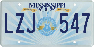 MS license plate LZJ547