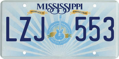 MS license plate LZJ553