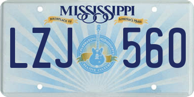 MS license plate LZJ560