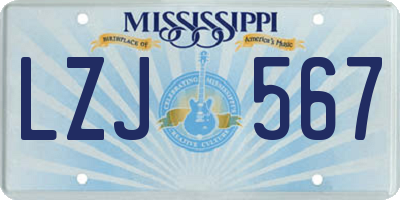 MS license plate LZJ567